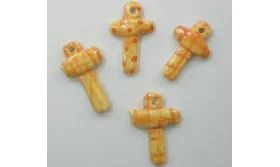 Cruz Cerámica Naranja /Cuentas de  Ceramica