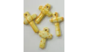 Cruz Cerámica Amarilla /Cuentas de  Ceramica
