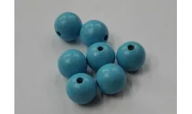 Bola Madera 12mm color Azul Claro /Cuentas de  Madera