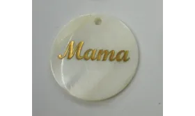 Chapa Nacar 25mm con Mama dorada /Cuentas de  Nacar