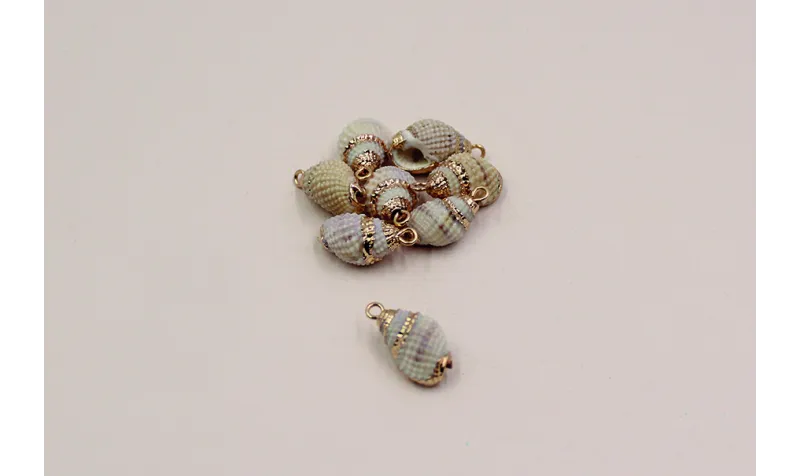 Caracola borde dorado 15*10mm con anilla