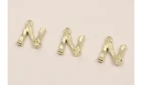 Colgante Letra N latón Dorado 15*10mm / Cuentas Metálicas de Latón / Zamak