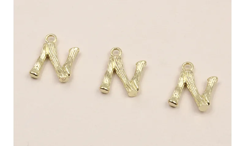 Colgante Letra N latón Dorado 15*10mm / Cuentas Metálicas de Latón / Zamak