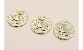 Medalla 16mm latón Dorado Horóscopo TAURO / Cuentas Metálicas de Latón / Zamak