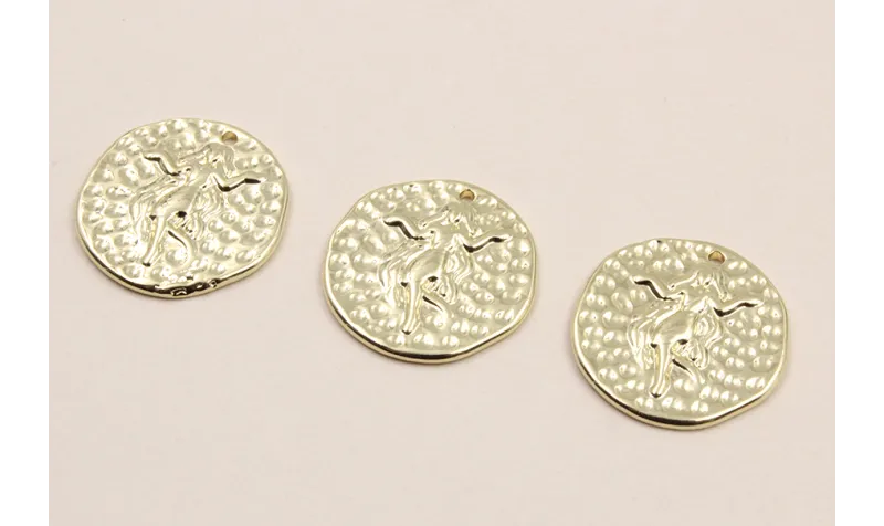 Medalla 16mm latón Dorado Horóscopo VIRGO / Cuentas Metálicas de Latón / Zamak
