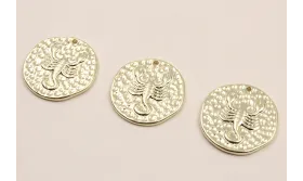 Medalla 16mm latón Dorado Horóscopo ESCORPIO / Cuentas Metálicas de Latón / Zamak