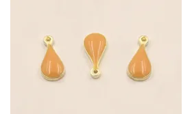 Pieza Acero Inox. Gota Plata 9*4mm esmalte Naranja / Cuentas Metálicas de Acero Inoxidable