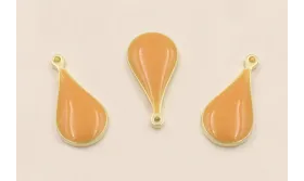 Colgante Acero Inox. Gota  14*6mm esmalte Naranja / Cuentas Metálicas de Acero Inoxidable