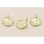 Colgante Acero Inox. Disco estriado Ancla 11mm Oro / Cuentas Metálicas de Acero Inoxidable