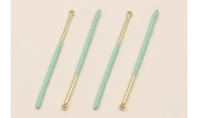 Colgante Acero Inox. Listón de 38mm Oro y Turquesa / Cuentas Metálicas de Acero Inoxidable