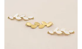 Entrepieza Pétalos 35*800 Acero Inox. Oro y Blanco / Cuentas Metálicas de Acero Inoxidable