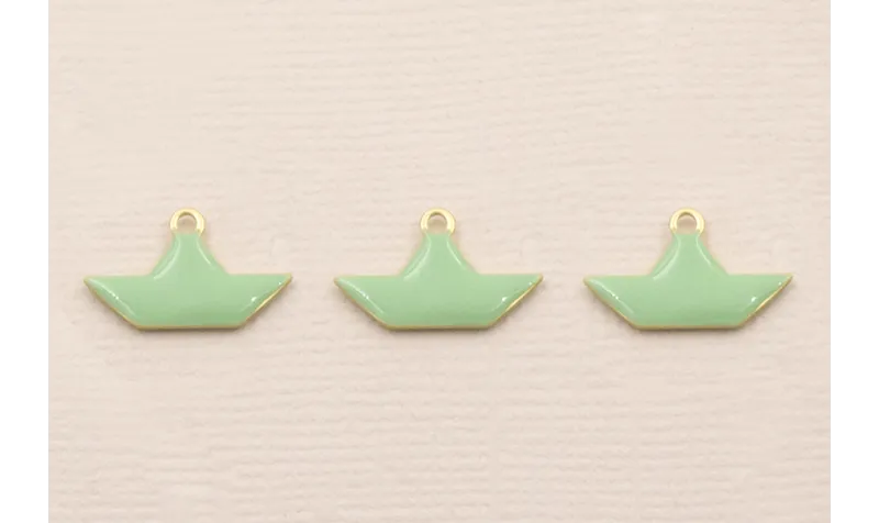 Colgante Barco 15*9mm Dorado Mate esmalte Turquesa / Cuentas Metálicas de Latón / Zamak