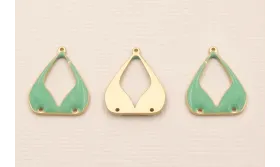 Pieza Sujetador Biquini O.Mate 15*18mm Turquesa / Cuentas Metálicas de Latón / Zamak