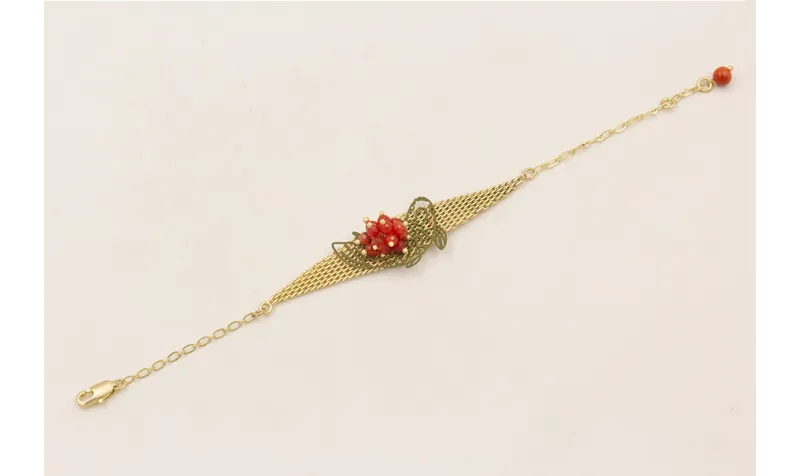 Pulsera de cadena con triangulo de malla, pez verd
