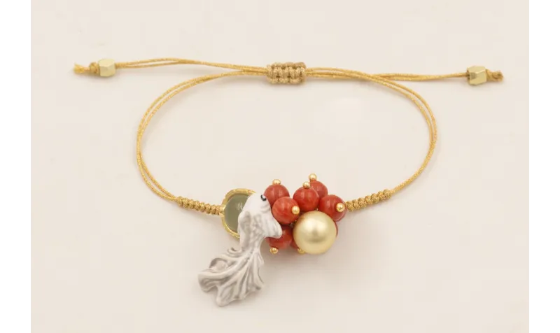Pulsera de nudo de serpiente con bola pasante de c