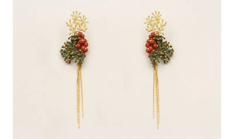 Pendientes perno estrellas coral, rama de coral ve