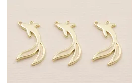 Stainless Steel. Pez Dos colas Dorado y Beige / Cuentas Metálicas de Acero Inoxidable