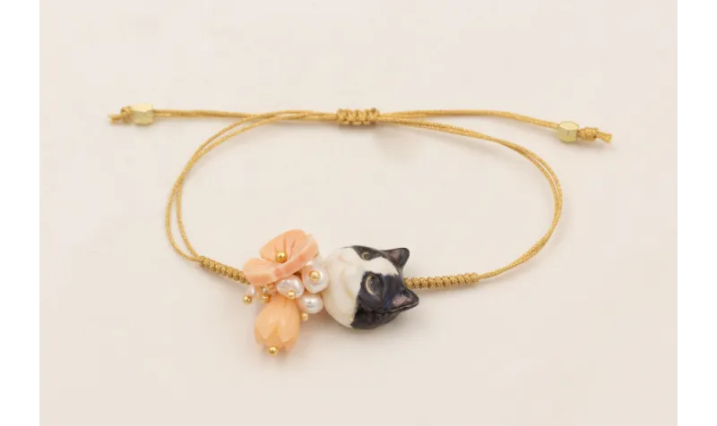 Pulsera de nudo de serpiente con cabeza de gato ne