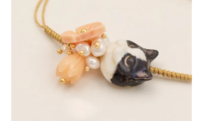 Pulsera de nudo de serpiente con cabeza de gato ne
