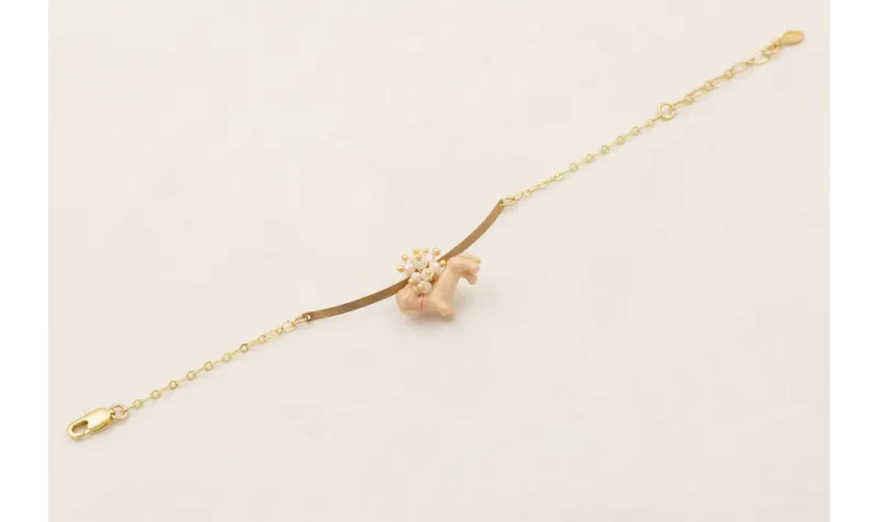 Pulsera de lámina arqueada plana con cadena y burr