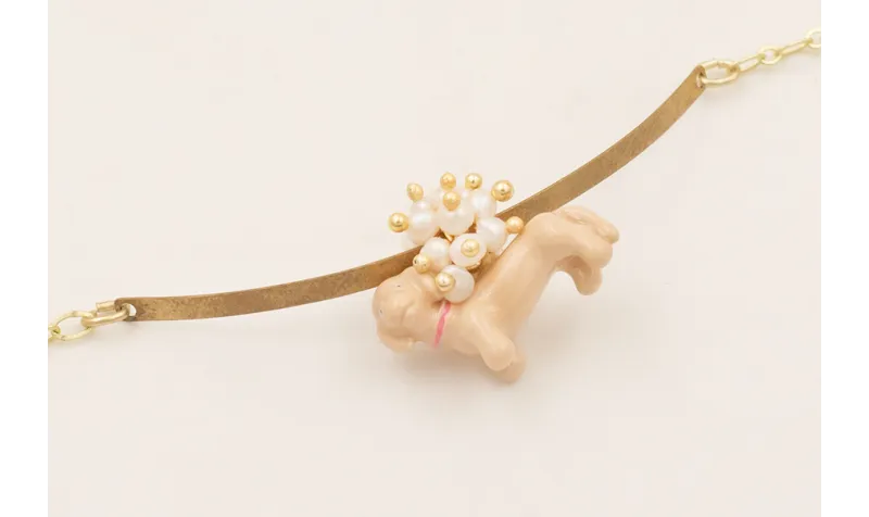 Pulsera de lámina arqueada plana con cadena y burr
