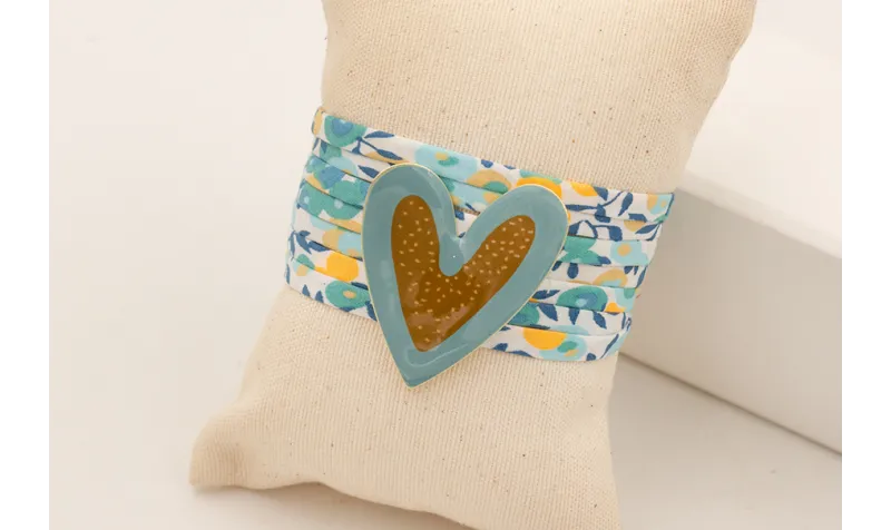 Pulsera de muchas vueltas de liberty azul y amaril
