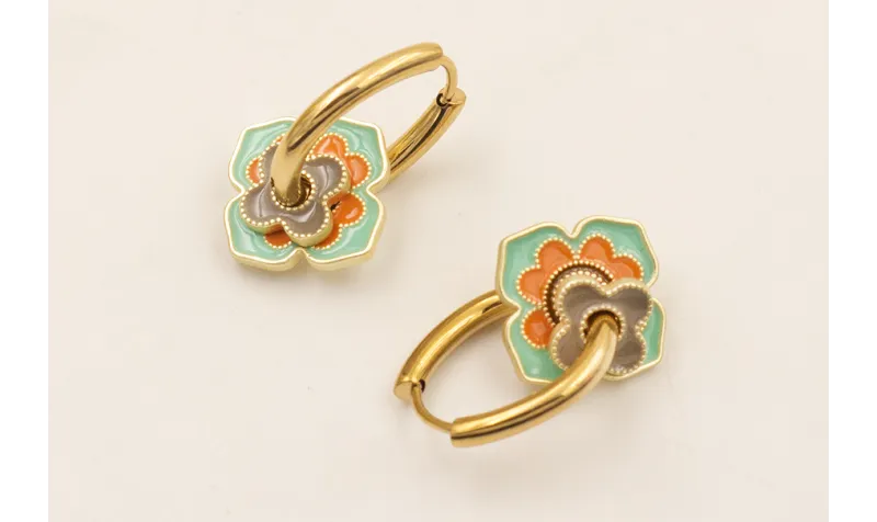 Pendientes aro en forma de gota de acero inoxidabl