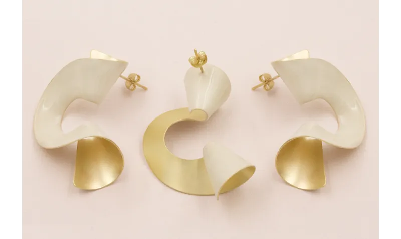 Pareja de Pendientes (izq y Dcha) lazo 50*30 Beige / Base Pendientes