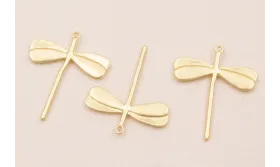 Colgante Libélula 30*23mm Dorado Mate / Cuentas Metálicas de Latón / Zamak