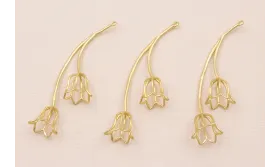 Colgante Tulipanes 50mm Dorado Mate / Cuentas Metálicas de Latón / Zamak