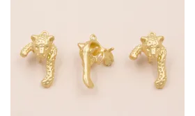 Colgante Tigre 20*12mm Dorado Mate / Cuentas Metálicas de Latón / Zamak