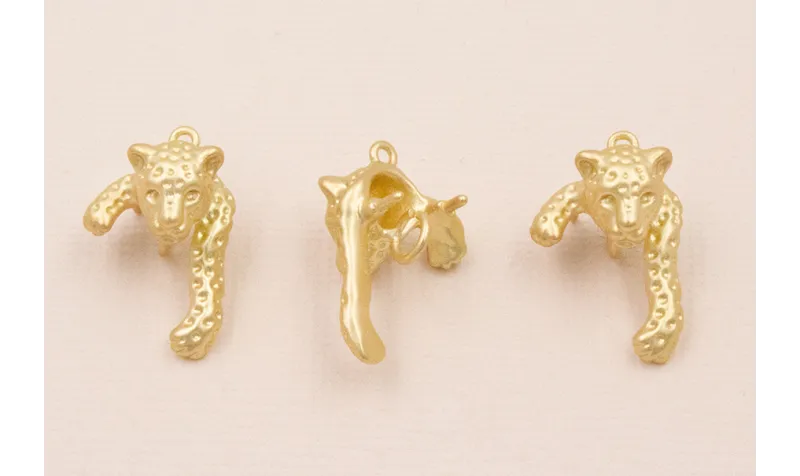 Colgante Tigre 20*12mm Dorado Mate / Cuentas Metálicas de Latón / Zamak