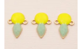 Colgante 15*10 Fosforito, color piedra Dorado Mate / Cuentas Metálicas de Latón / Zamak