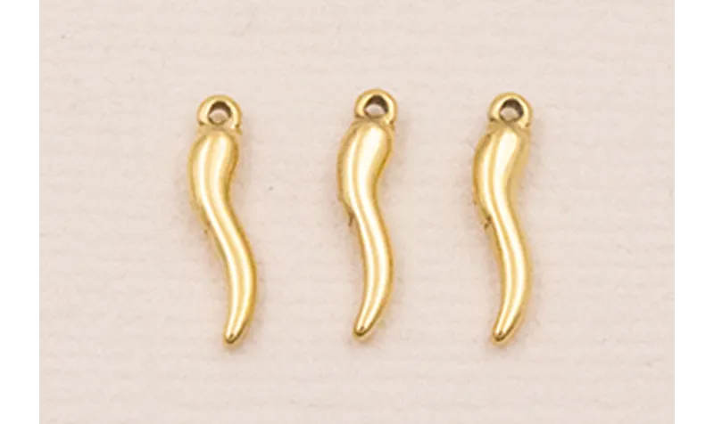 Colgante Pimiento Acero Inox. 316L 13*3mm Baño Oro / Cuentas Metálicas de Acero Inoxidable