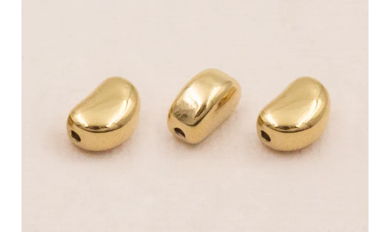 Pepita transversal Acero Inox. 316L 9*6mm Baño Oro / Cuentas Metálicas de Acero Inoxidable