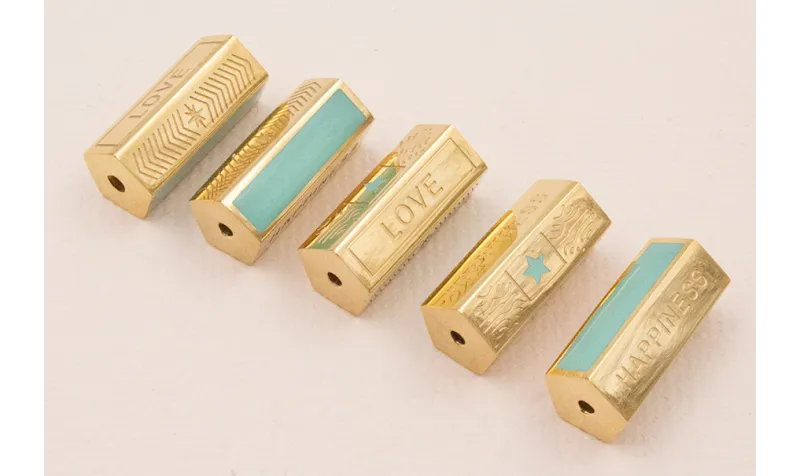 Tubo hexagonal Acero Inox 316L 16*7 Turquesa y Oro