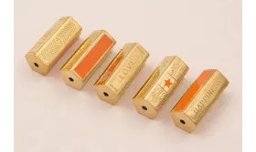 Tubo hexagonal Acero Inox 316L 16*7mm Coral y Oro / Cuentas Metálicas de Acero Inoxidable