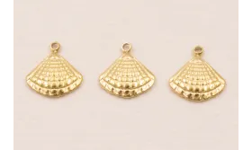 Cuenta Concha Acero Inox 316L. 10*10mm Baño Oro / Cuentas Metálicas de Acero Inoxidable