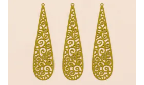 Colgante péndulo labrado lámina 64*16mm Pistacho / Cuentas Metálicas de Latón / Zamak