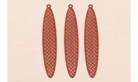 Colgante oavalo labrado lámina 60*11mm Color Teja / Cuentas Metálicas de Latón / Zamak