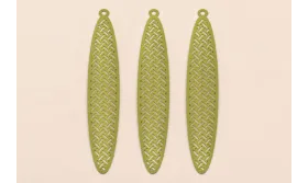 Colgante oavalo labrado lámina 60*11mm Color verde / Cuentas Metálicas de Latón / Zamak