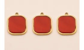 Colgante S.Steel 316L 16*13mm con Piedra Granate / Cuentas Metálicas de Acero Inoxidable