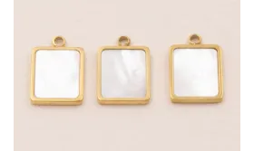 Colgante S.Steel 316L 12*9mm con Nacar / Cuentas Metálicas de Acero Inoxidable