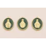 Colgante Ovalo Virgen cazoleta con esmalte Verde / Cuentas Metálicas de Latón / Zamak