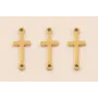 Cruz Acero Inox. 13*5mm 2 anillas Oro / Cuentas Metálicas de Acero Inoxidable