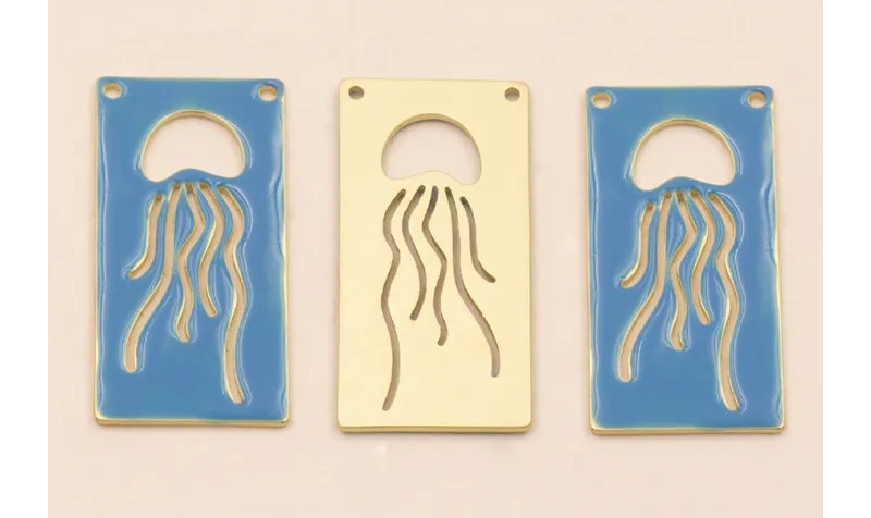 Rectangulo Calado Medusa 30*15mm Azul / Cuentas Metálicas de Latón / Zamak