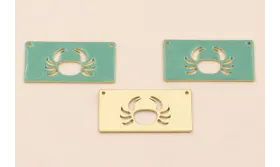 Rectangulo Calado Cangrejo 30*15mm Turquesa / Cuentas Metálicas de Latón / Zamak