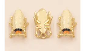 Colgante Escarabajo 15*10mm Beige, Negro y Ocre / Cuentas Metálicas de Latón / Zamak
