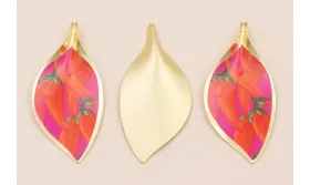 Cogante Hoja 56*26mm Oro Mate Pimientos / Cuentas Metálicas de Latón / Zamak