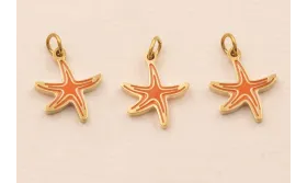 Colgante estrella Mar Acero 316L 9*9mm Color Coral / Cuentas Metálicas de Acero Inoxidable